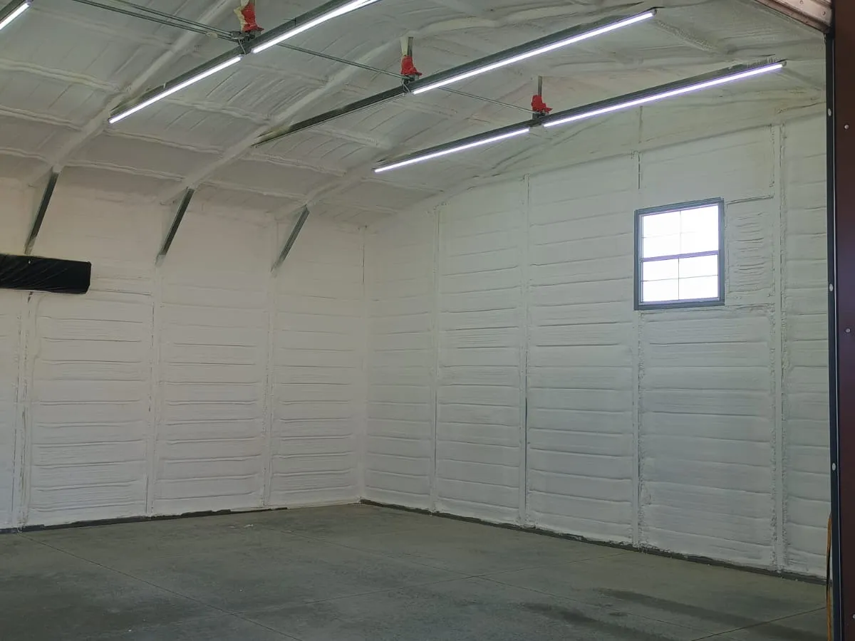 Closed-Cell spray foam: Detached Metal Shop